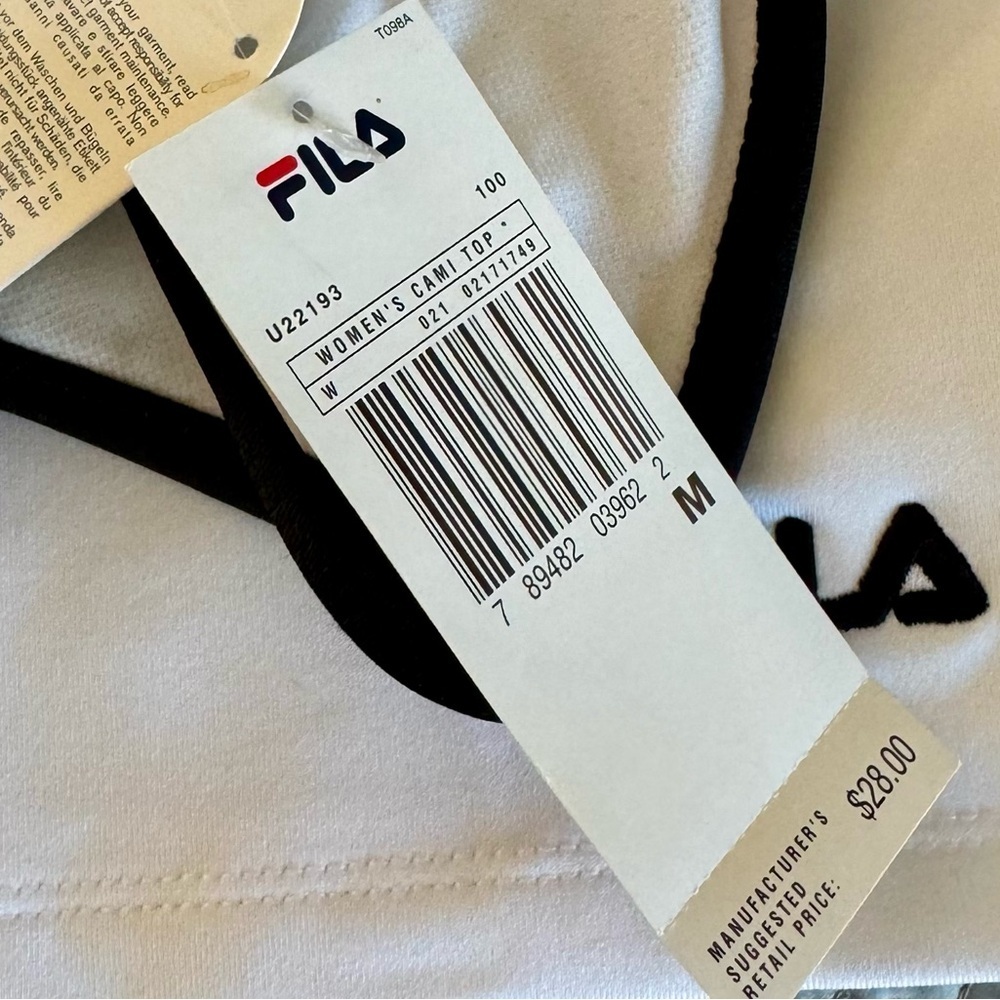 NWT FILA Woman’s Cami Tank Top White with Black trim size medium - Picture 8 of 8